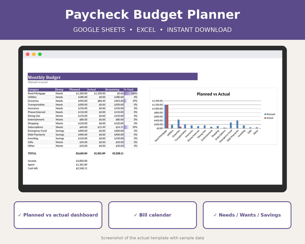 Paycheck Budget Planner preview
